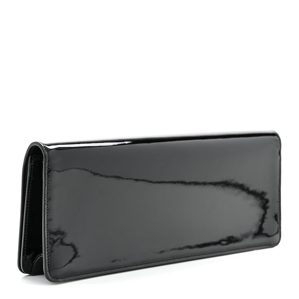 Patent Calfskin Clutch Black