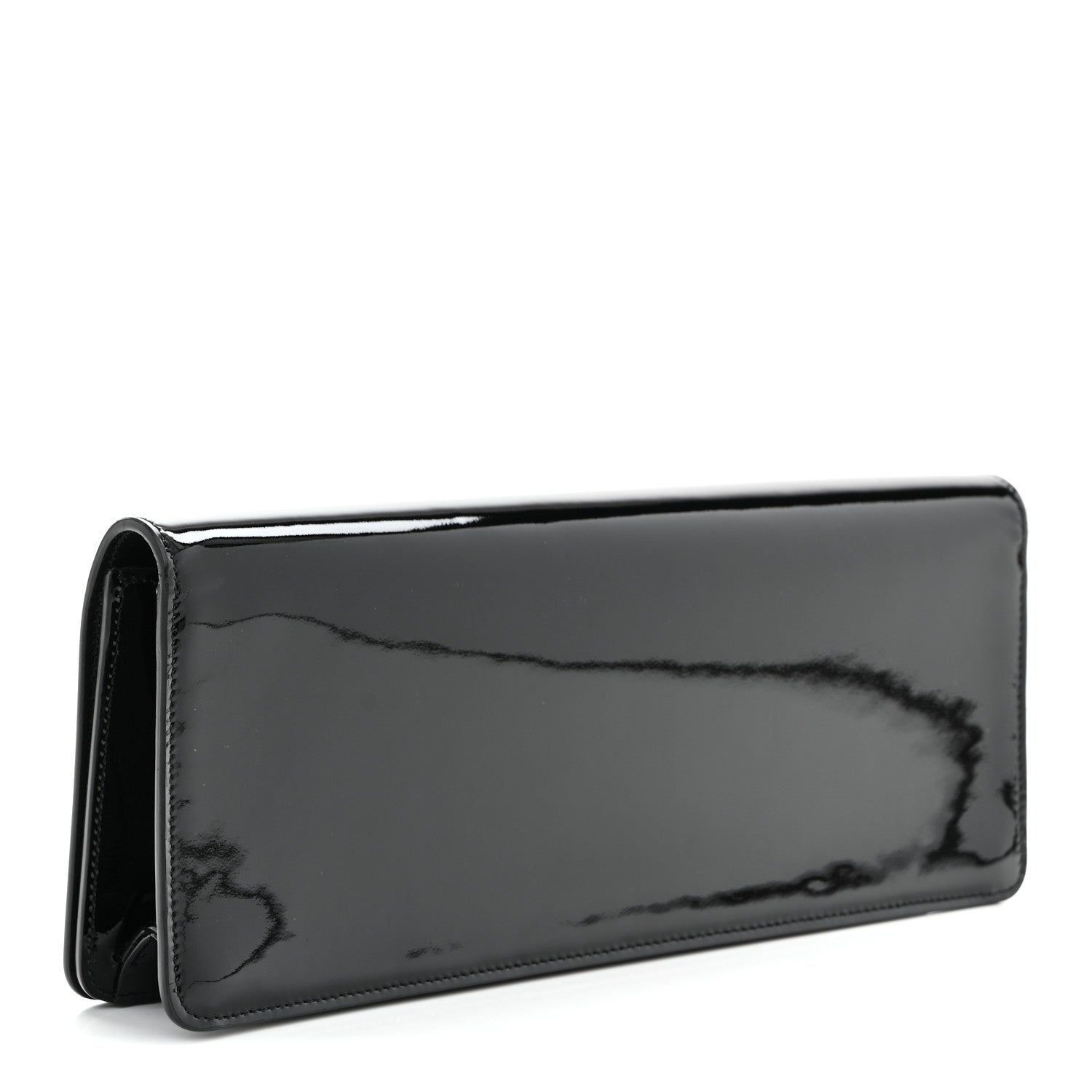 Patent Calfskin Clutch Black