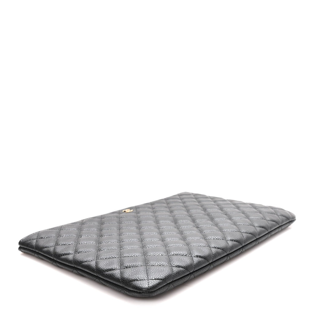 Caviar Quilted Large Cosmetic Case Black