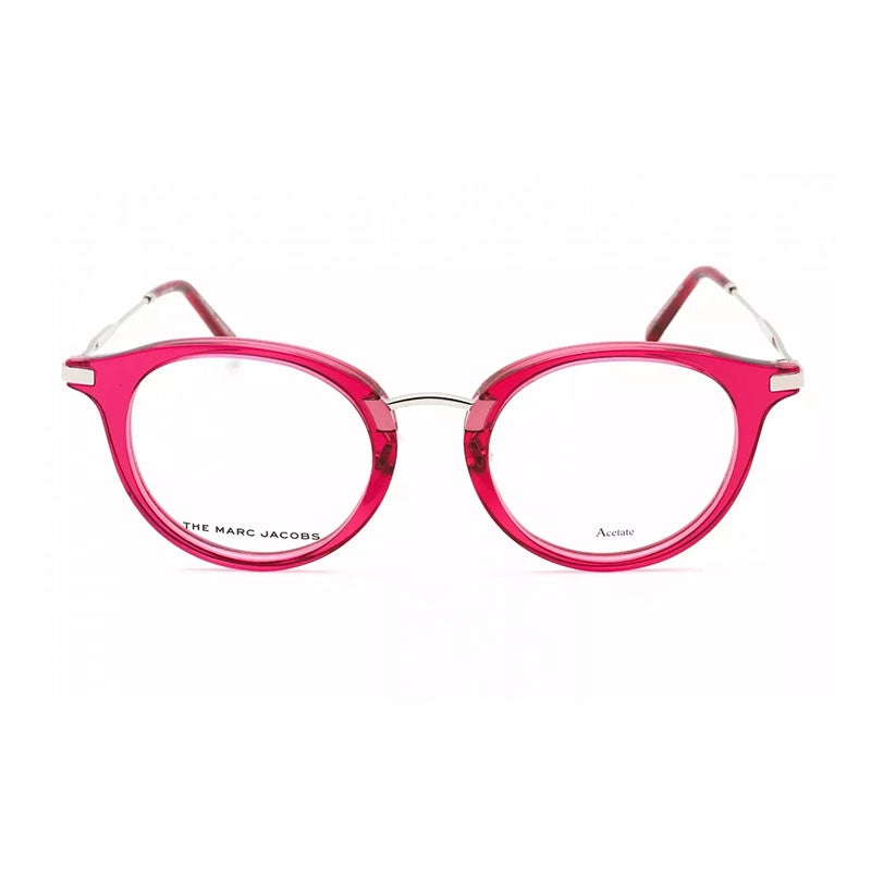 Marc Jacobs Eyeglasses Round Full Rim, Burgundy/Palladium Frame and Clear Demo Lenses Lens MARC623/G0PO500
