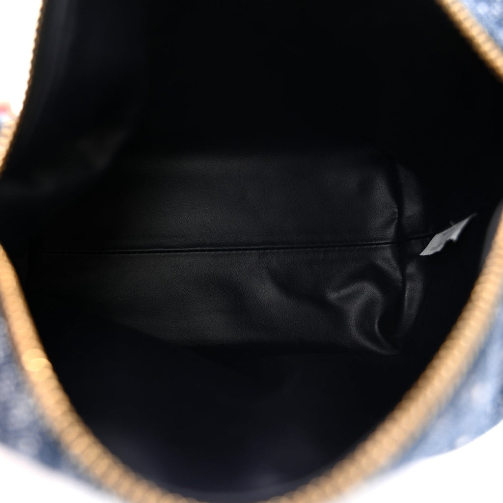 Denim Boucle Wallace Shoulder Bag Navy White Space