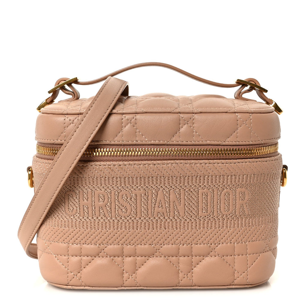 Lambskin Cannage Small Diortravel Vanity Case Rose Des Vents