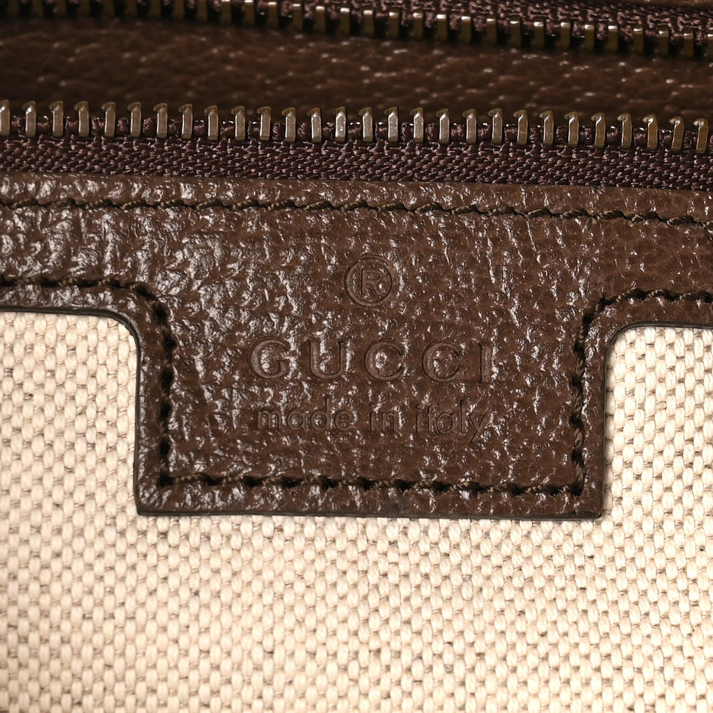 GG Supreme Monogram Textured Dollar Calfskin Web Ophidia Wristlet Shoulder Bag Beige Ebony New Acero