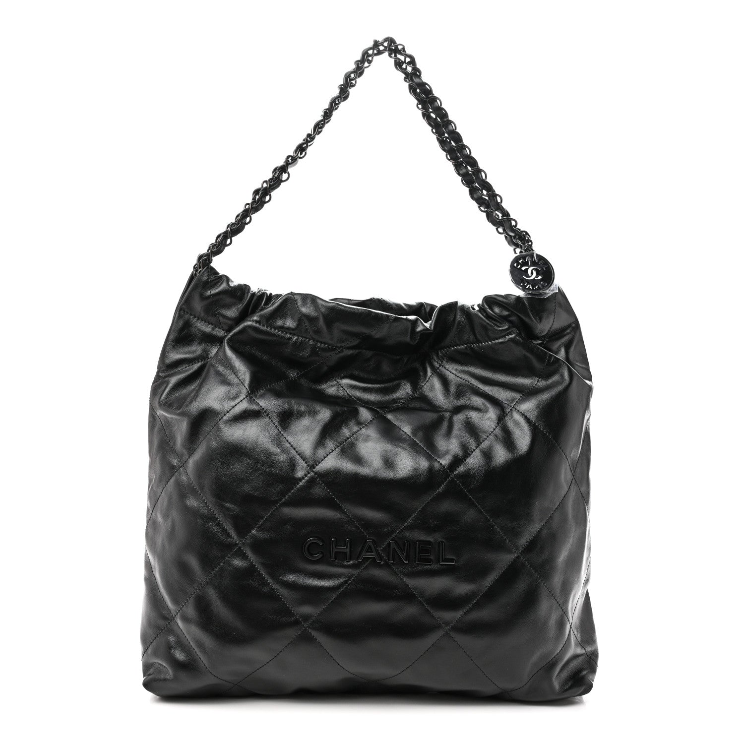 Shiny Calfskin Quilted Chanel 22 So Black