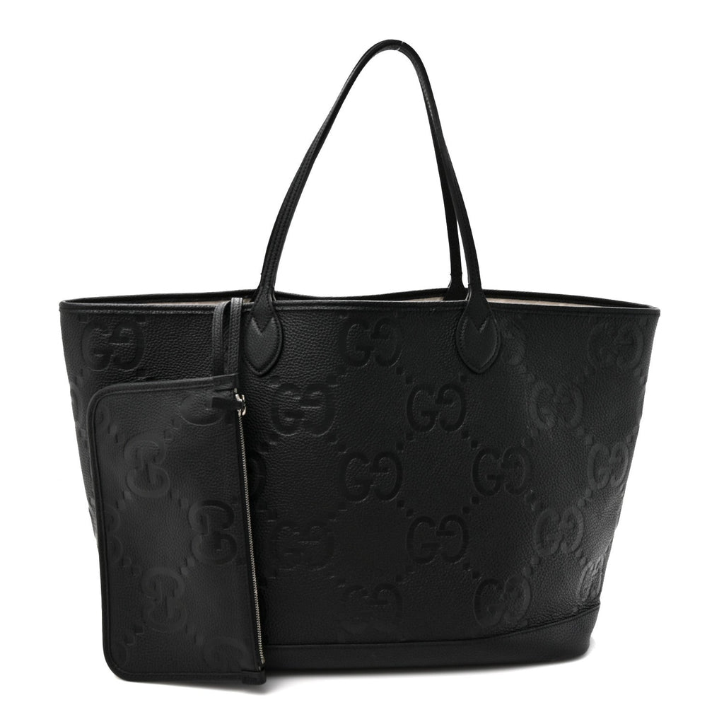 Monogram Jumbo GG Calfskin Web Large Shopping Tote Black