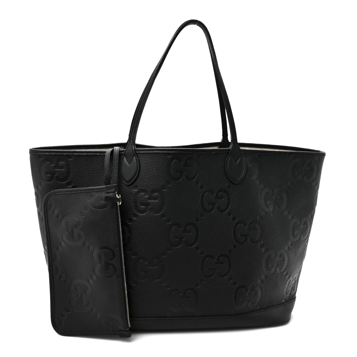 Monogram Jumbo GG Calfskin Web Large Shopping Tote Black