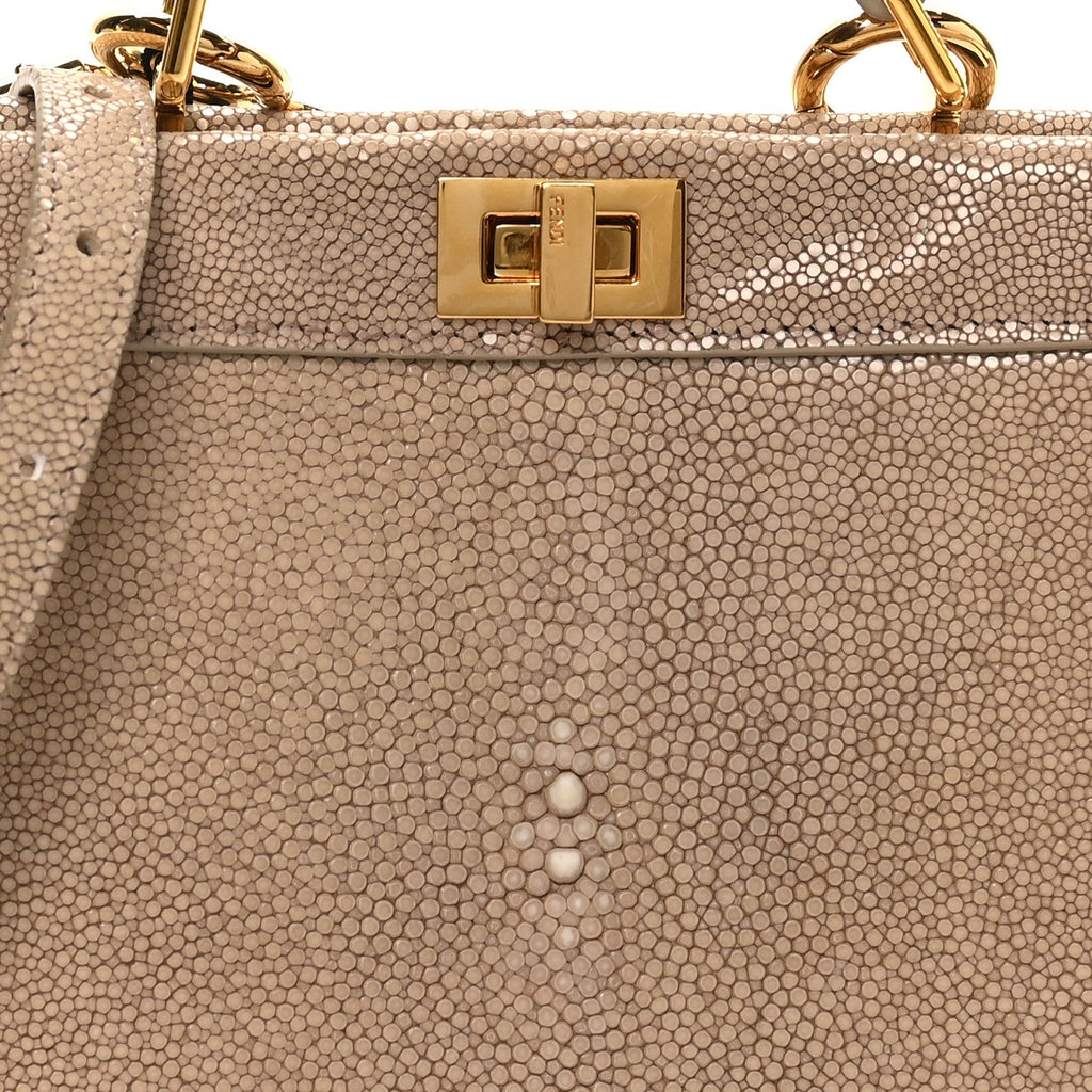Stingray Shiny Nappa Petite Peekaboo I SEE U Satchel Tortora