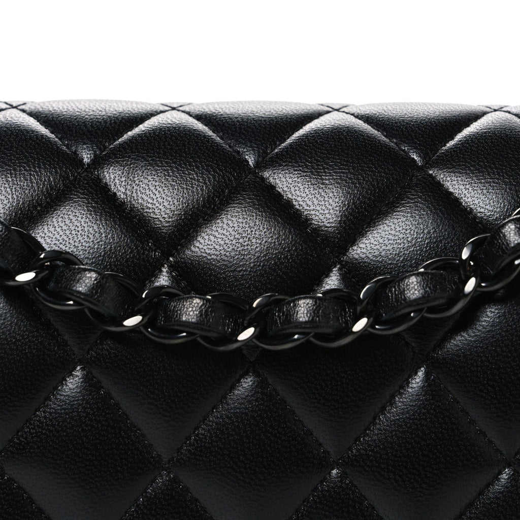 Lambskin Quilted Small Double Flap So Black