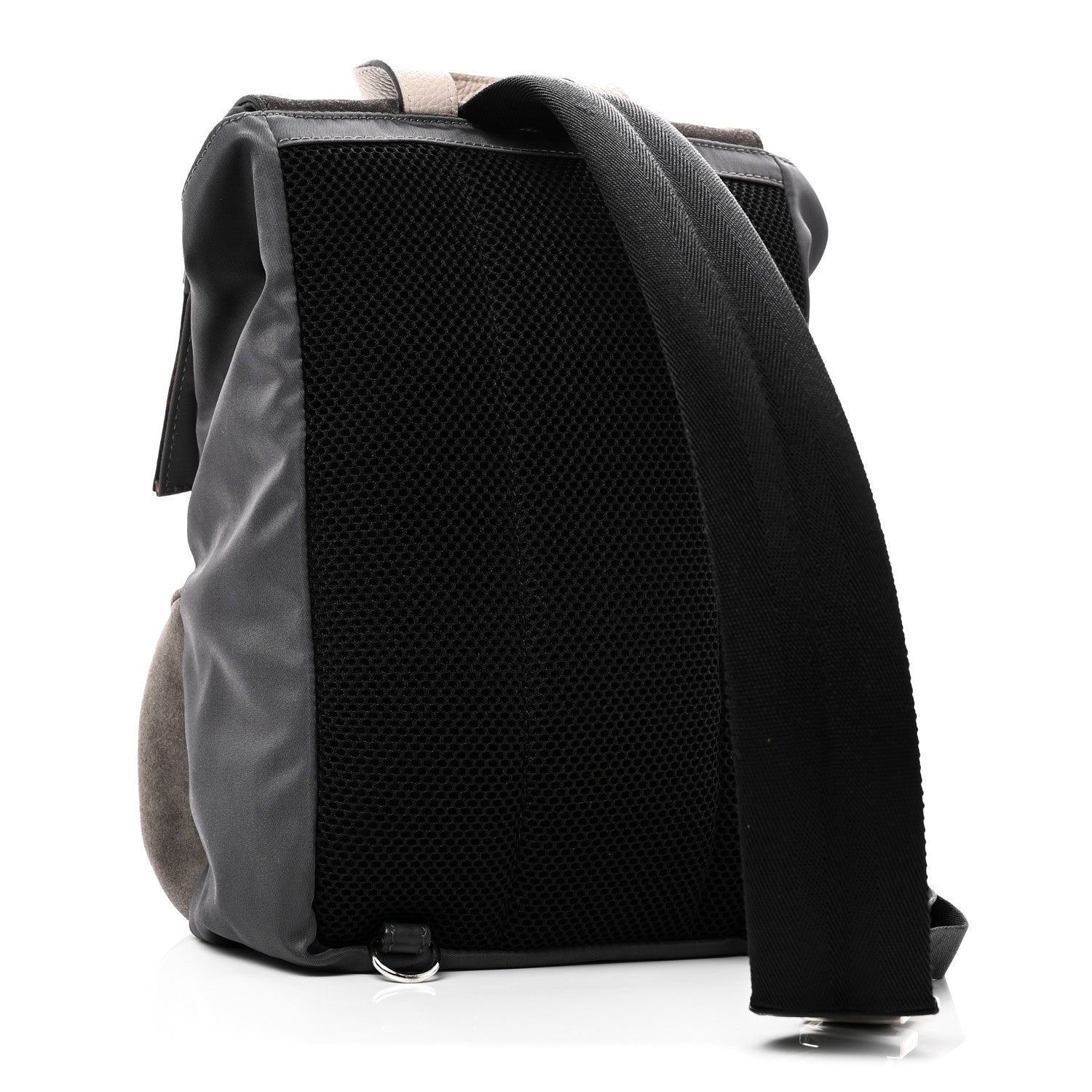 Suede Nylon Santander Cuoio Romano Bi-Color FF Embossed Small Fendiness Backpack Piombo Fango Grigio Polvere Asphalto