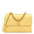 Lambskin Stitched Coco Luxe Small Flap Yellow