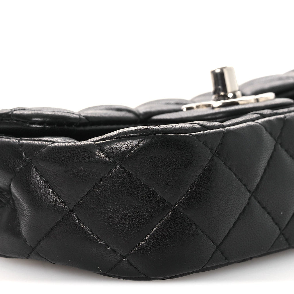 Lambskin Quilted Double Mini Flap Crossbody Black