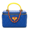 Lambskin Quilted Superhero Top Handle Long Vanity Blue Red Yellow