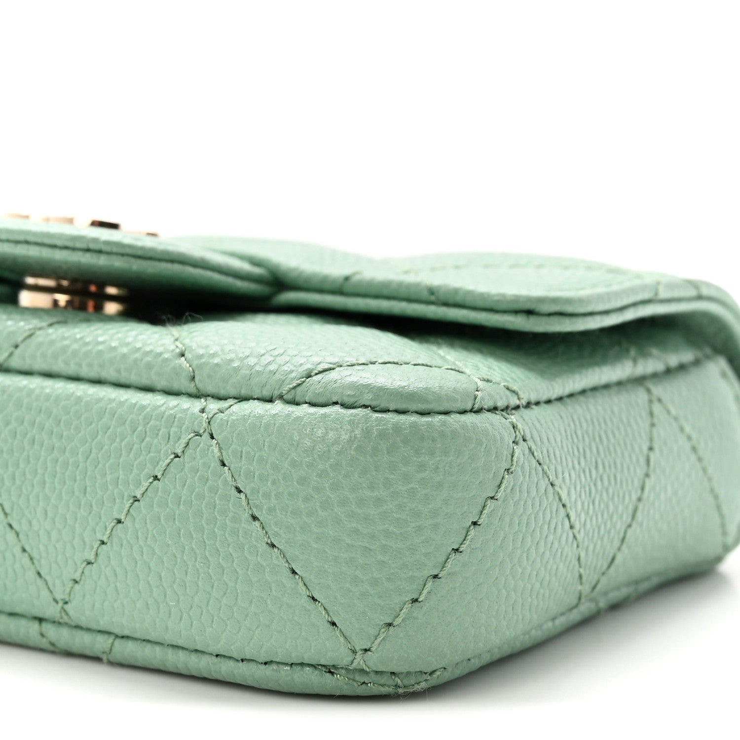 Caviar Quilted Mini Chain Belt Bag Light Green