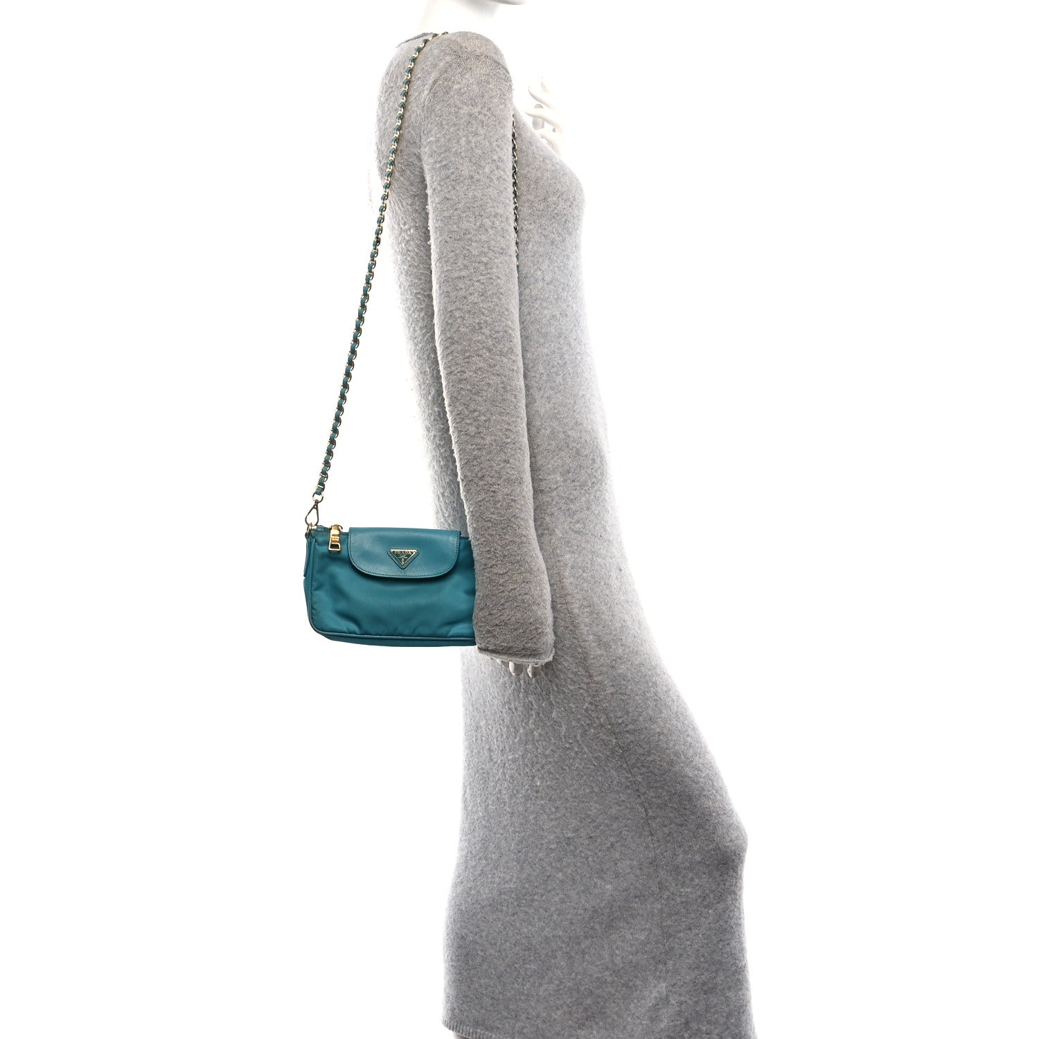 Tessuto Nylon Saffiano Crossbody Bag Turchese