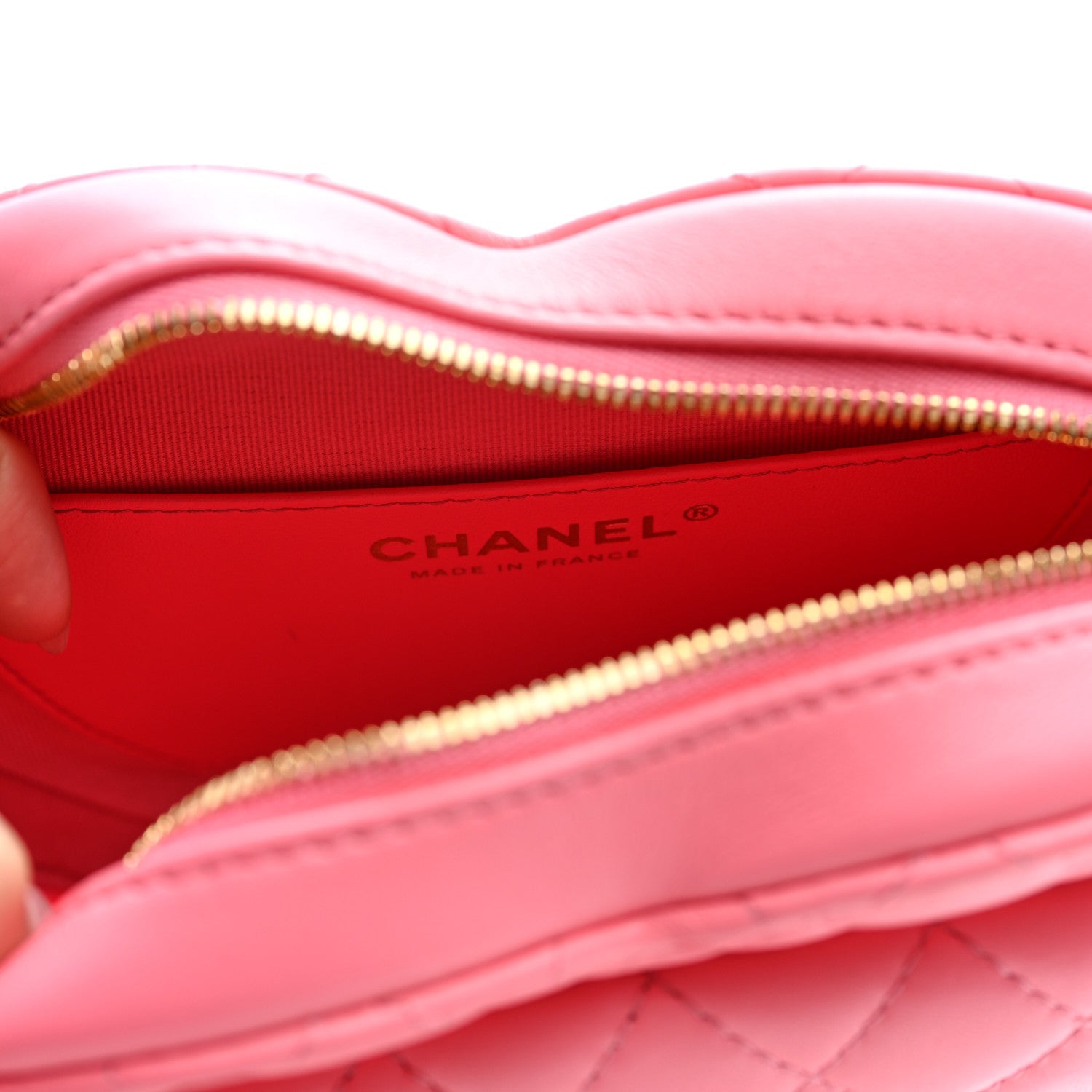 Lambskin Quilted Large CC In Love Heart Bag Pink