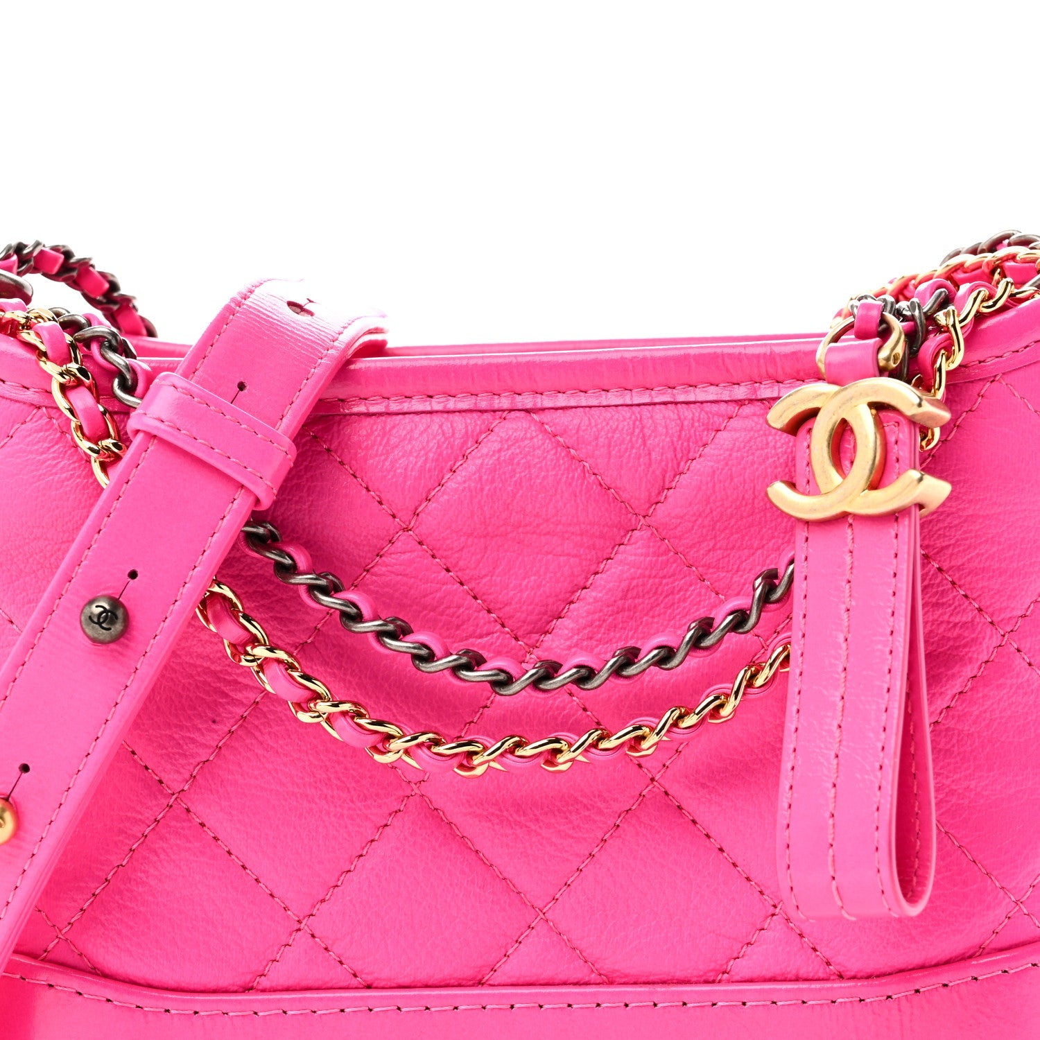 Goatskin Quilted Small Gabrielle Hobo Pink