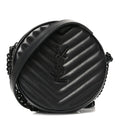 Calfskin Matelasse Chevron Round Vinyle Camera Bag Black