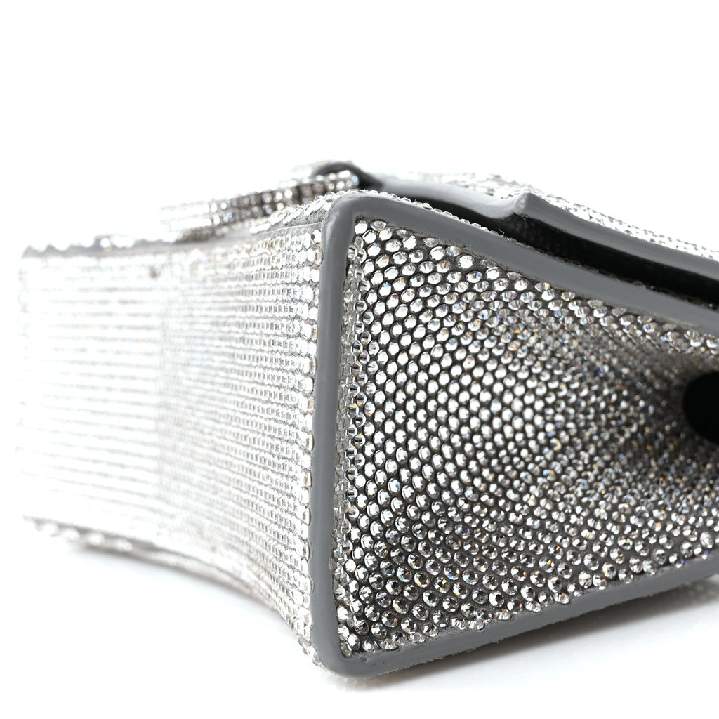 Strass Suede Hourglass Top Handle Bag XS Smoke Grey Crystal