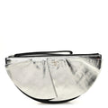 Metallic Lambskin Wave Clutch Black Silver