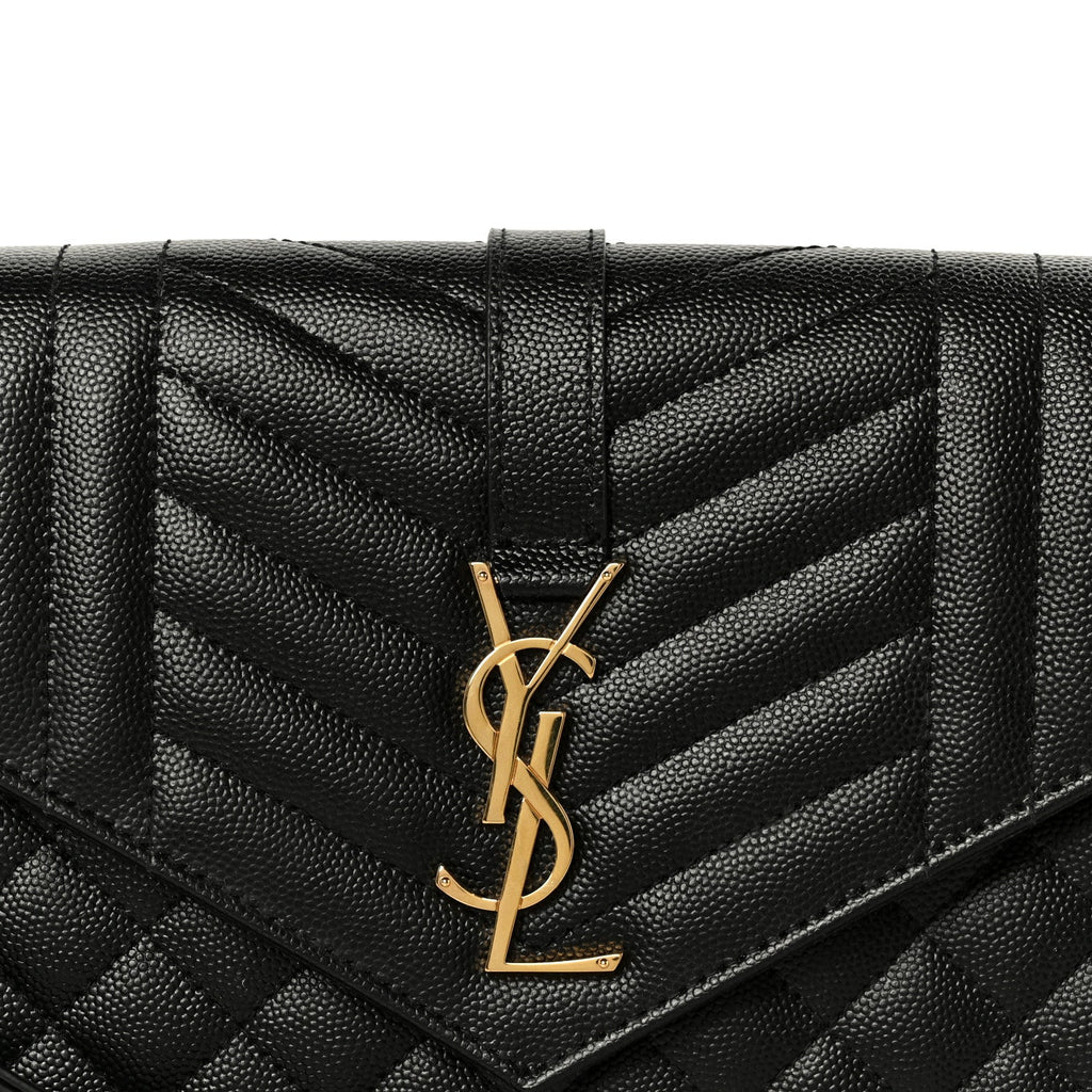Grain De Poudre Textured Mixed Matelasse Triquilt Monogram Clutch Black