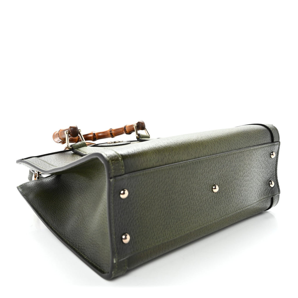 Textured Dollar Calfskin Web Small Diana Tote Bag Green Ombre
