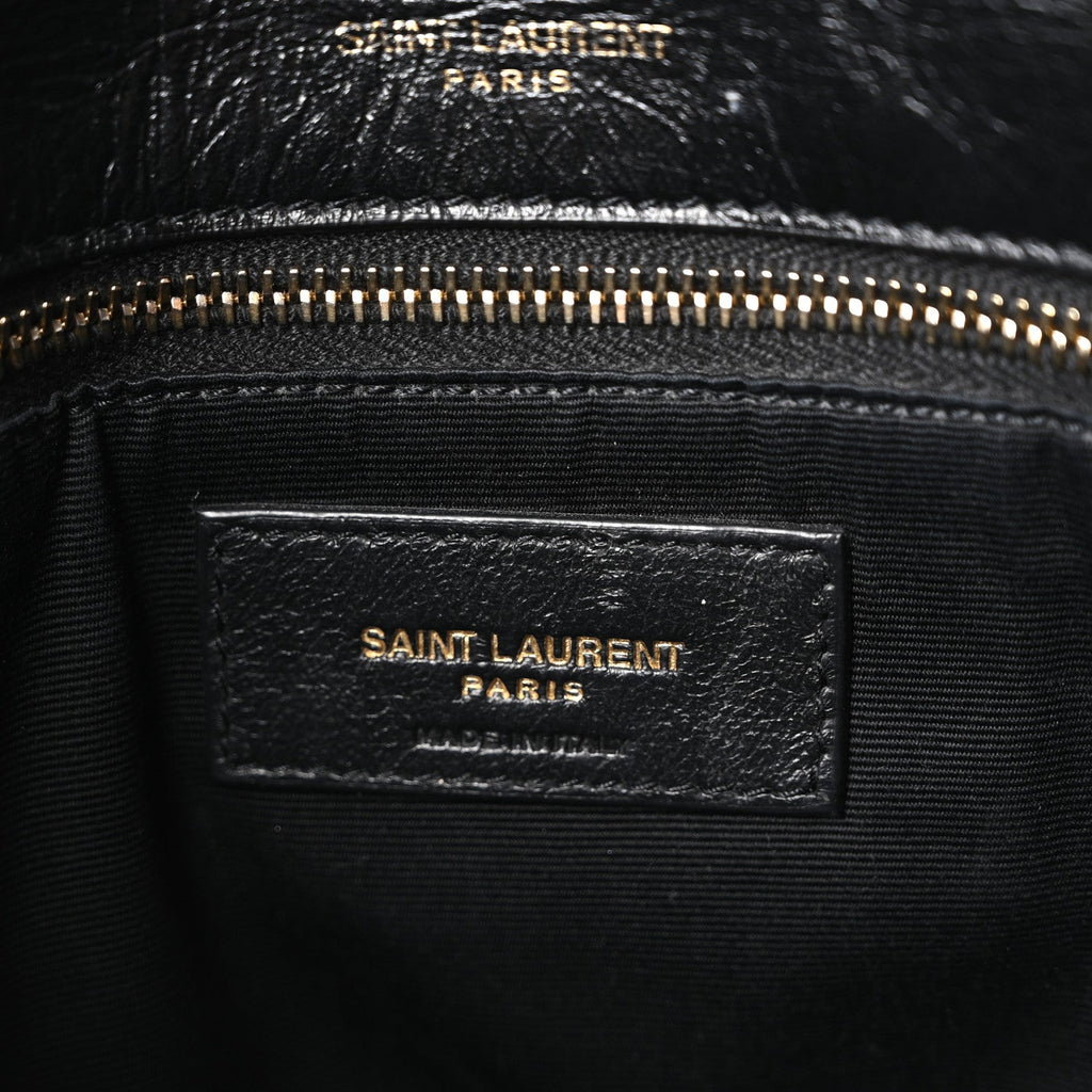 Crinkled Calfskin Matelasse Monogram Medium Niki Chain Satchel Black