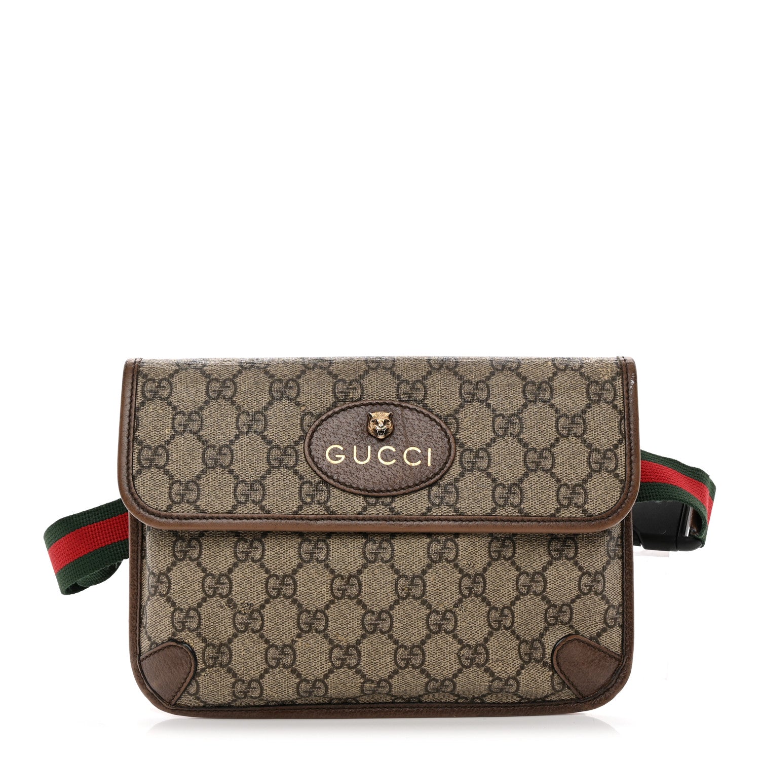 GG Supreme Monogram Neo Vintage Web Belt Bag Brown