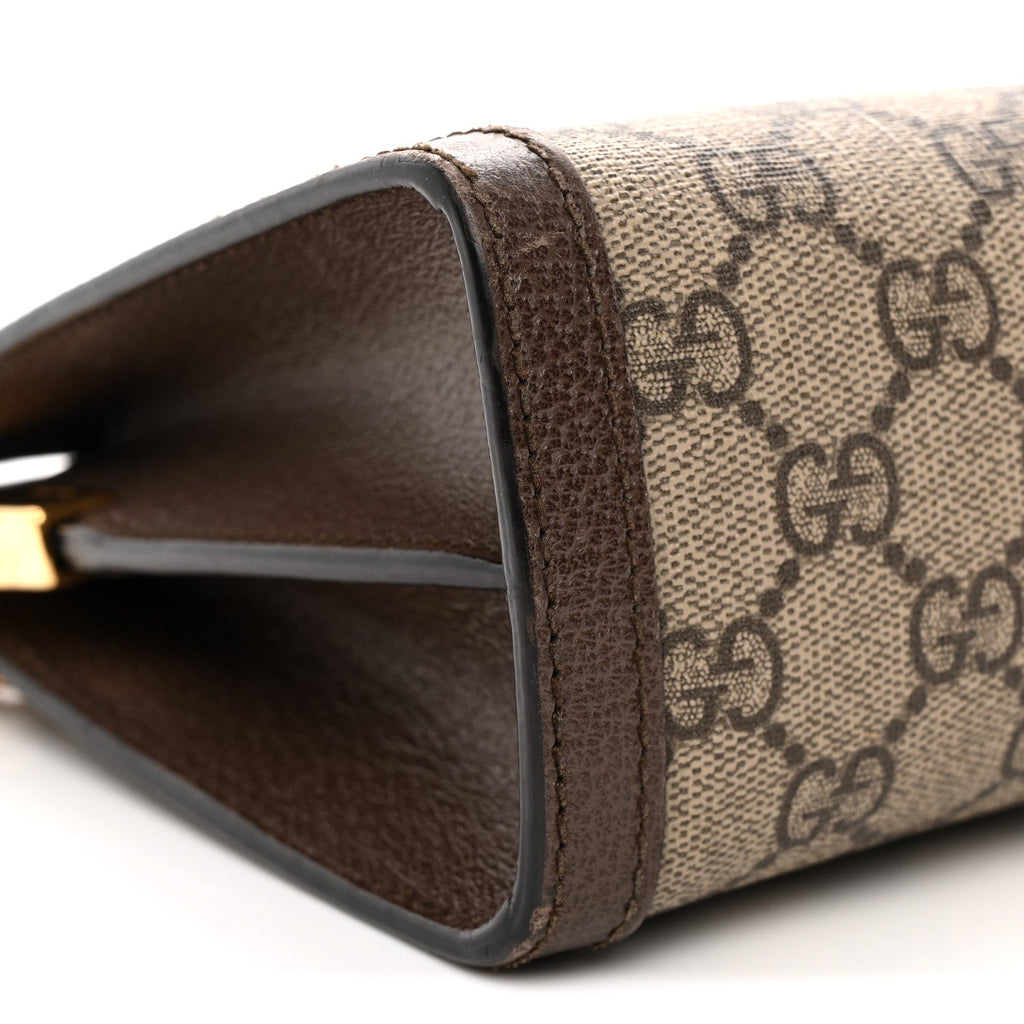 GG Supreme Monogram Web Small Ophidia Chain Shoulder Bag Brown