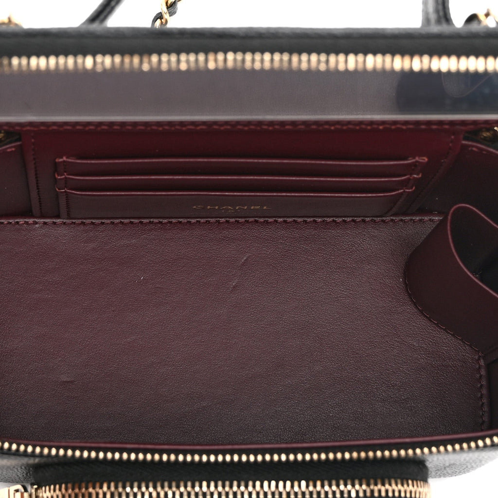Caviar Quilted Top Handle Pocket Vanity Case Black