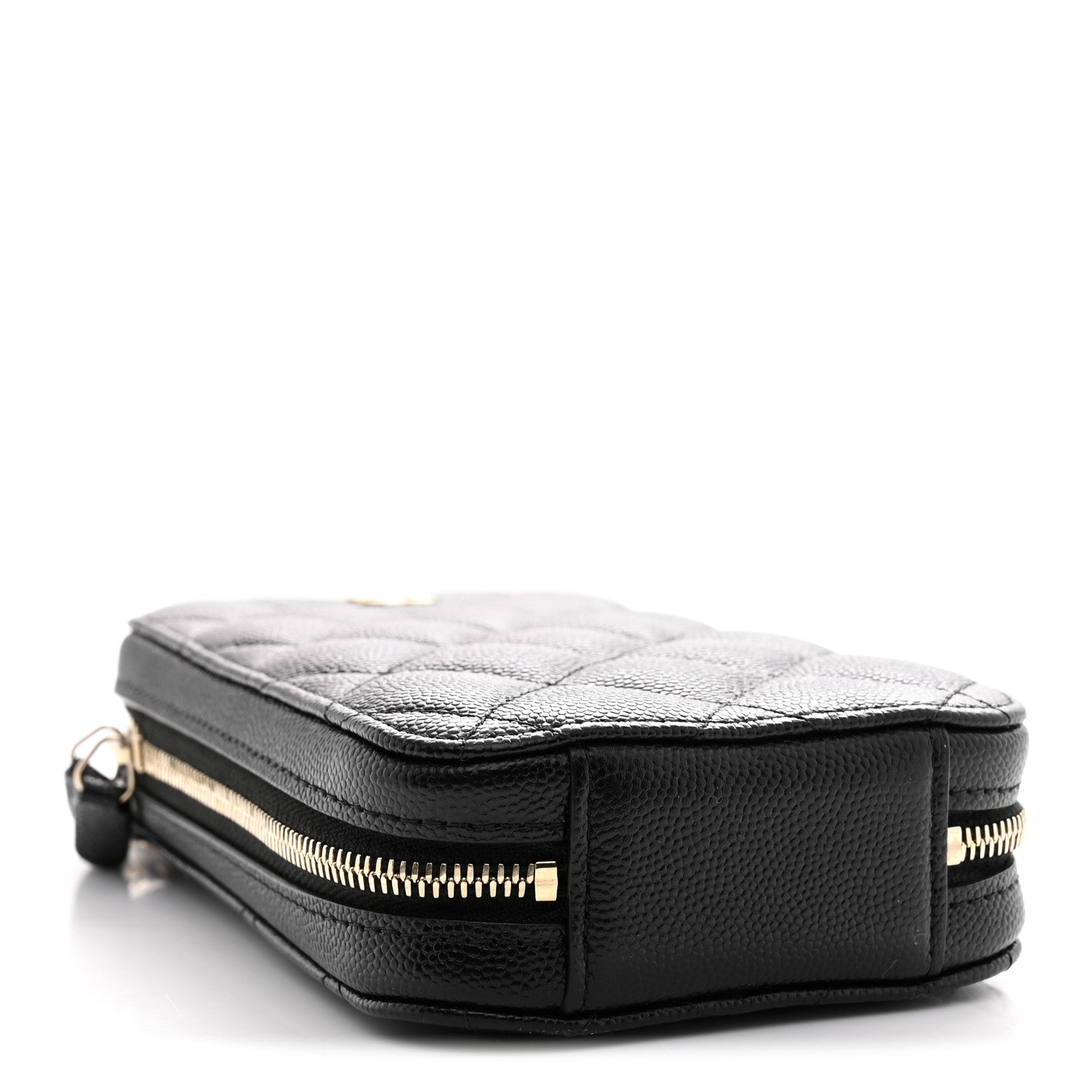 Caviar Quilted Phone Holder Wallet On Chain WOC Black Black