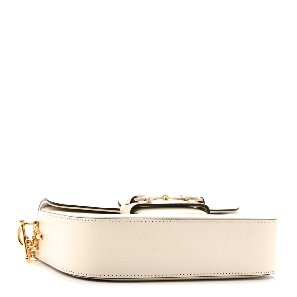 Azalea Calfskin Mini Crystal Horsebit 1955 Shoulder Bag Mystic White