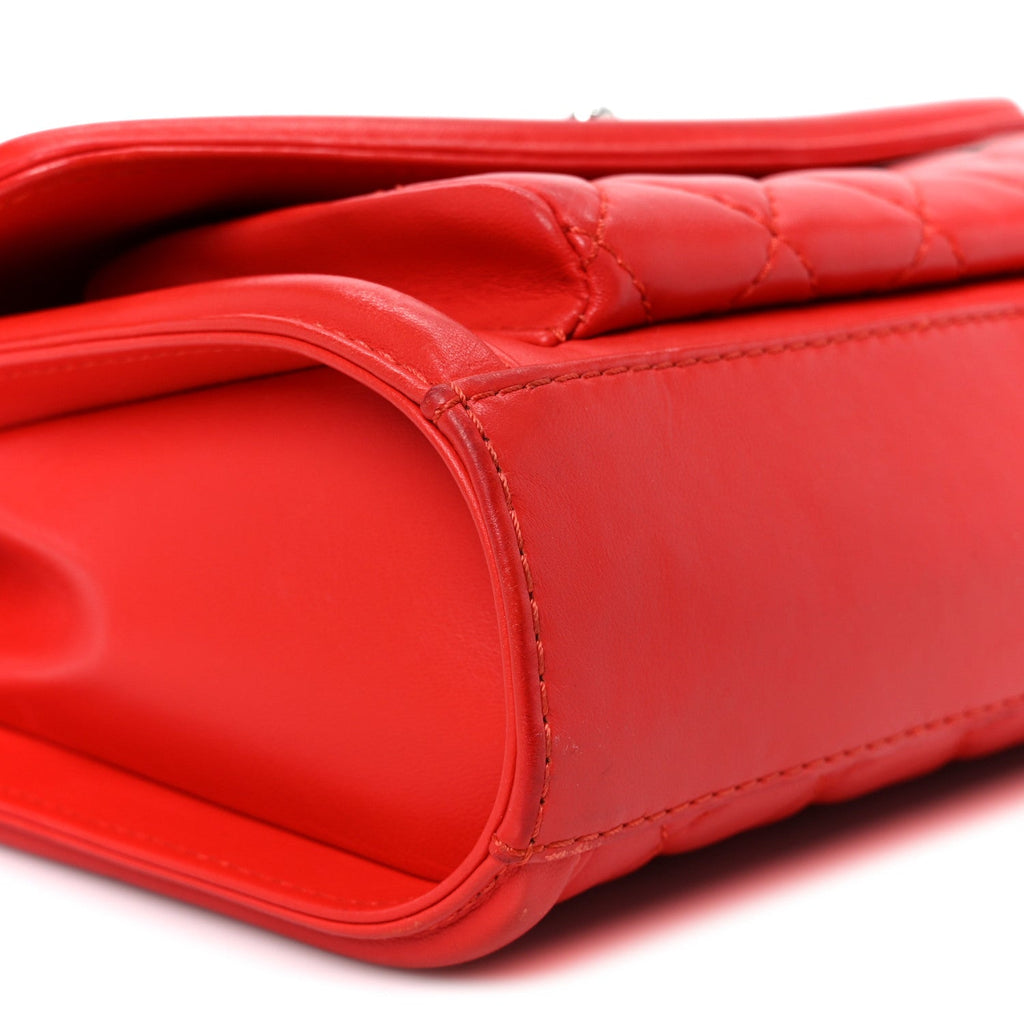 Lambskin Quilted Small Geometric Flap Red