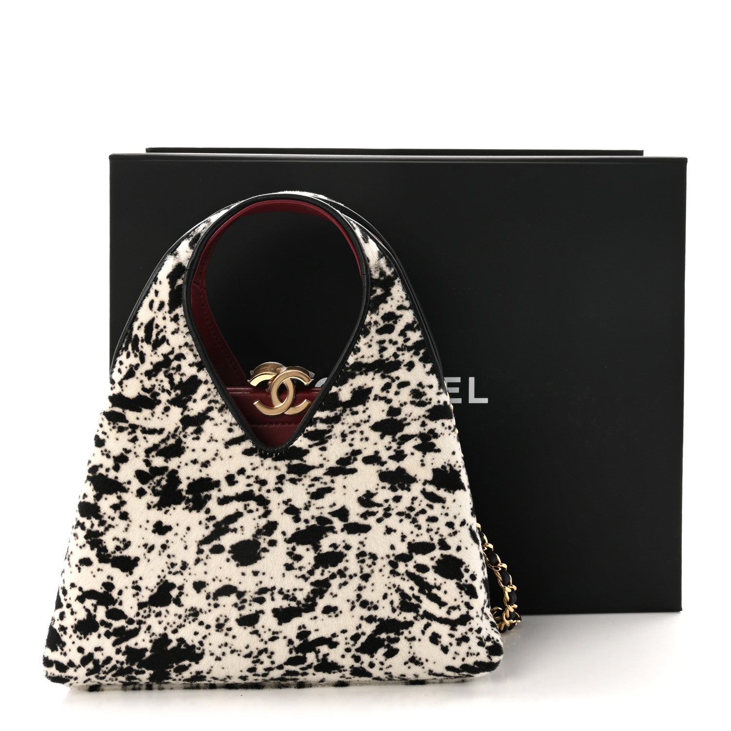 Pony Hair Printed Chic Lady Small Shopping Tote White Black