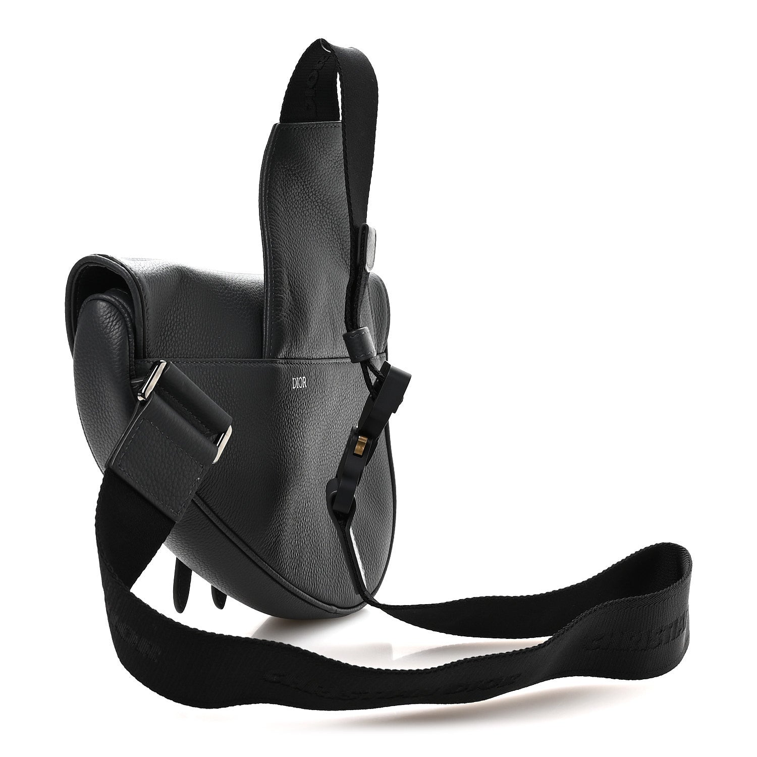 Calfskin Atelier Signature Print Mens Saddle Bag Grey