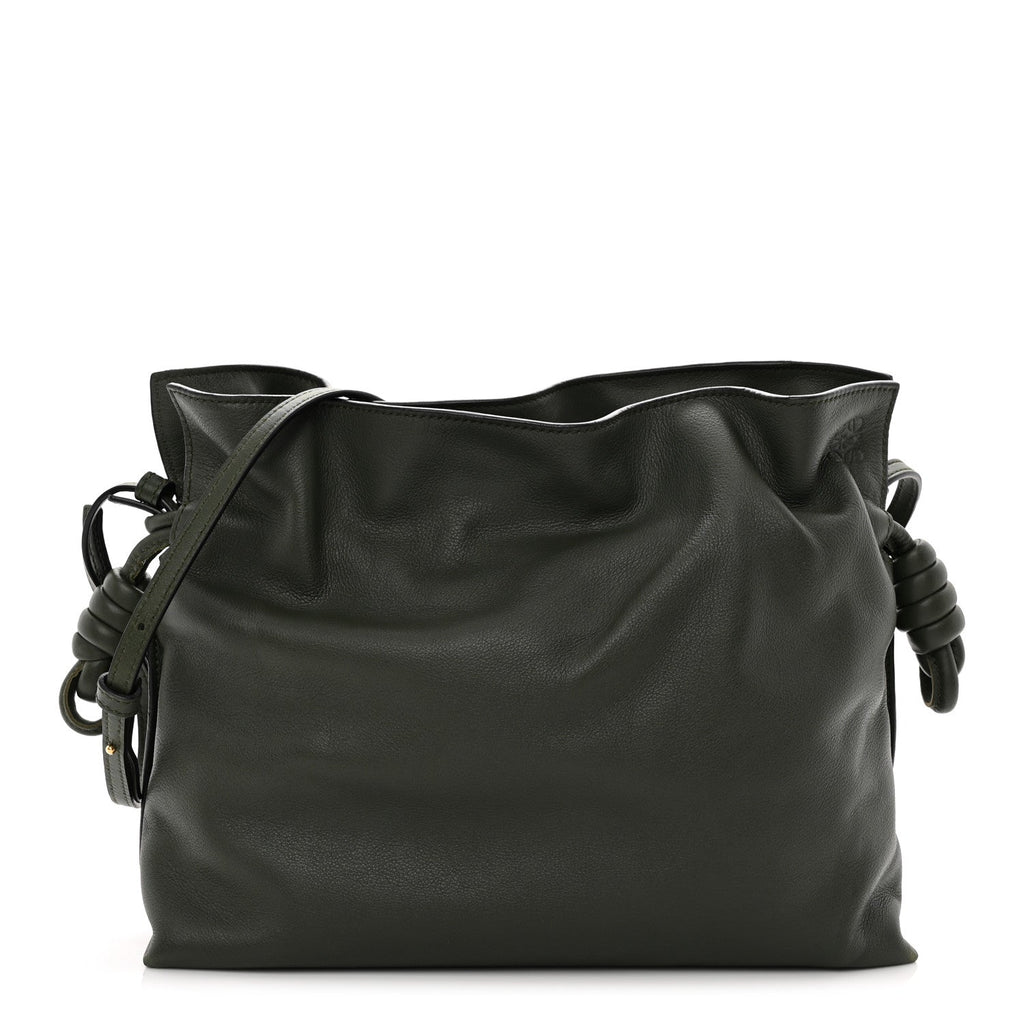Calfskin Flamenco Knot Clutch Vintage Khaki