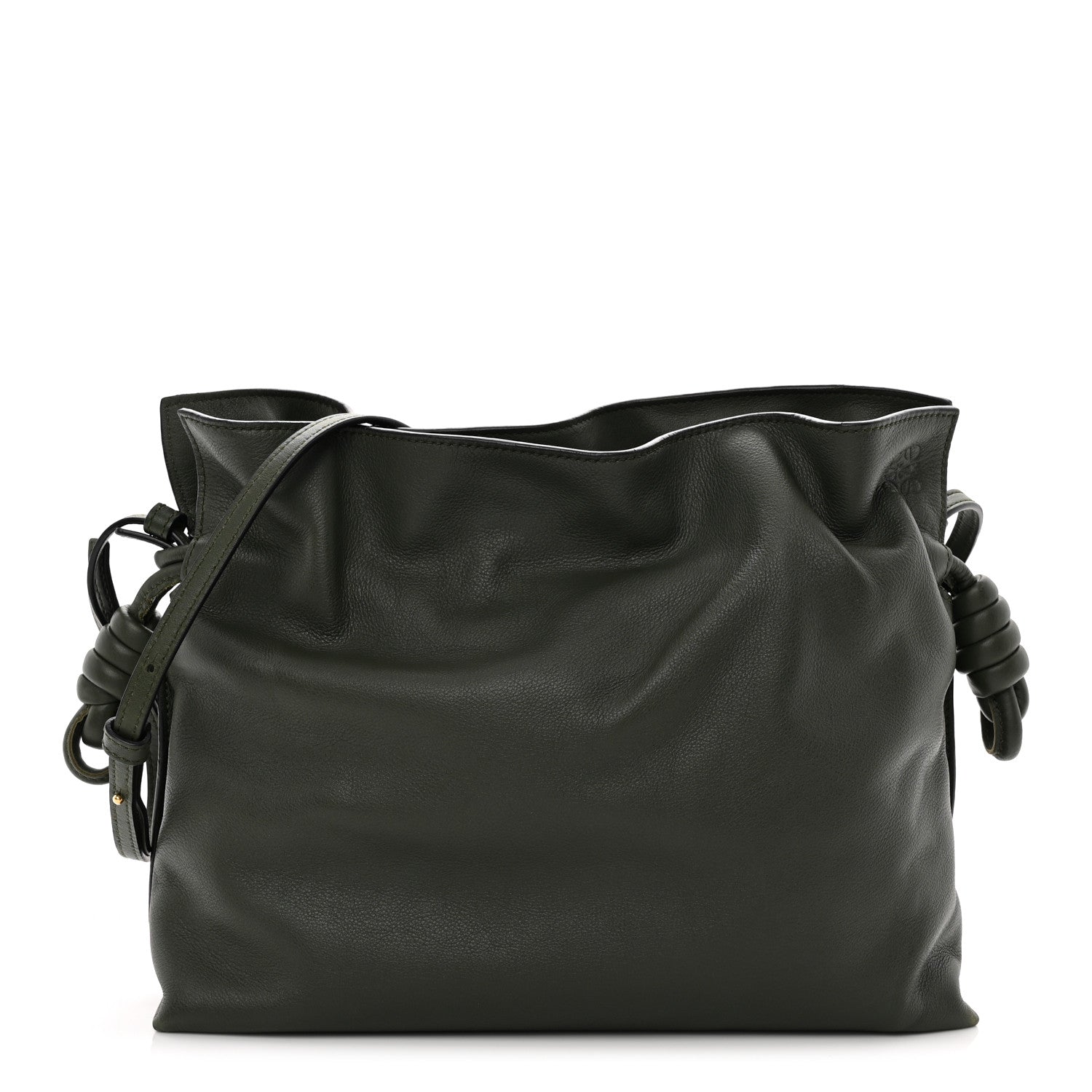 Calfskin Flamenco Knot Clutch Vintage Khaki