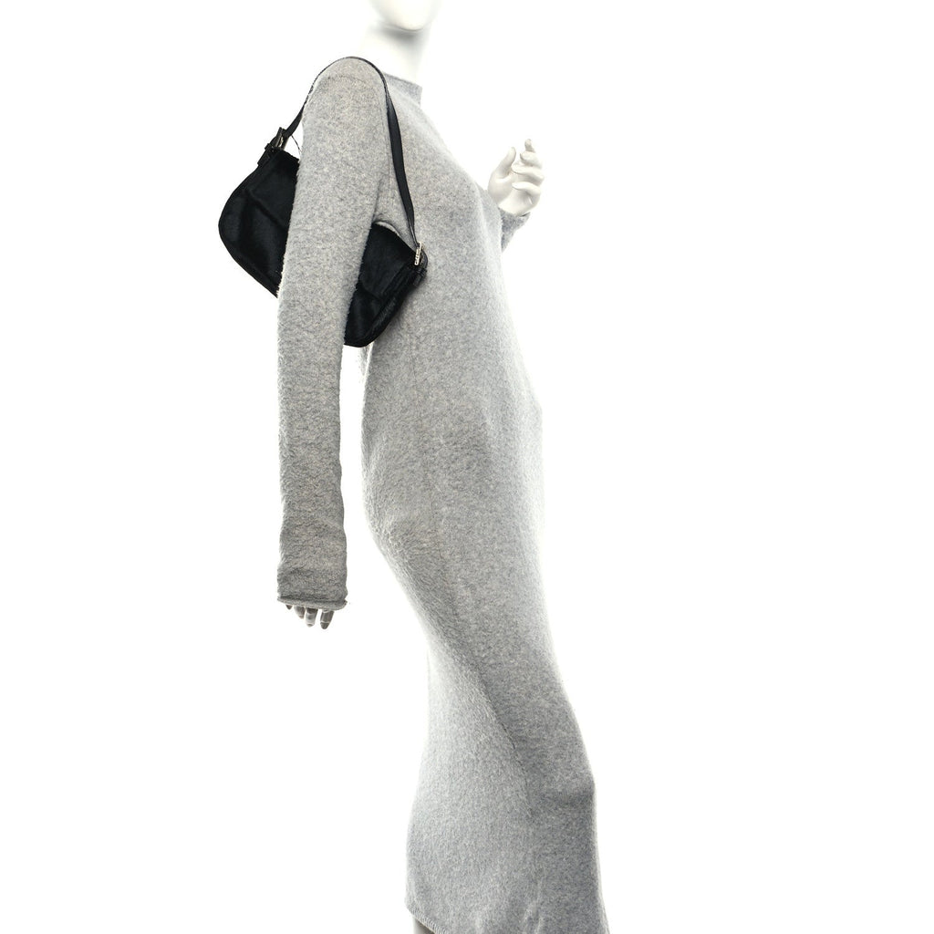 Calf Hair Baguette Black