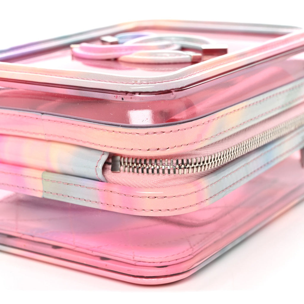 PVC Patent Calfskin Patent Lambskin Vertical Vanity Case Pink