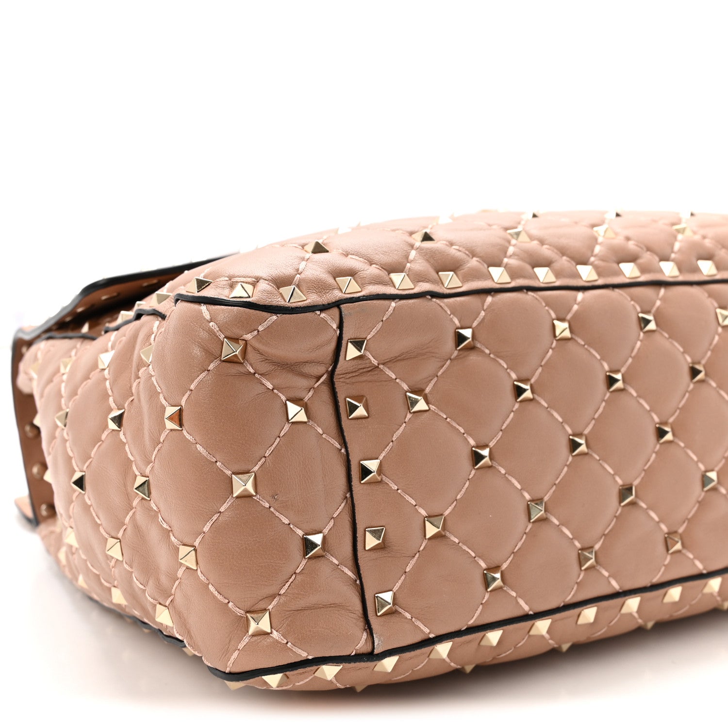 Nappa Large Rockstud Spike Shoulder Bag Poudre