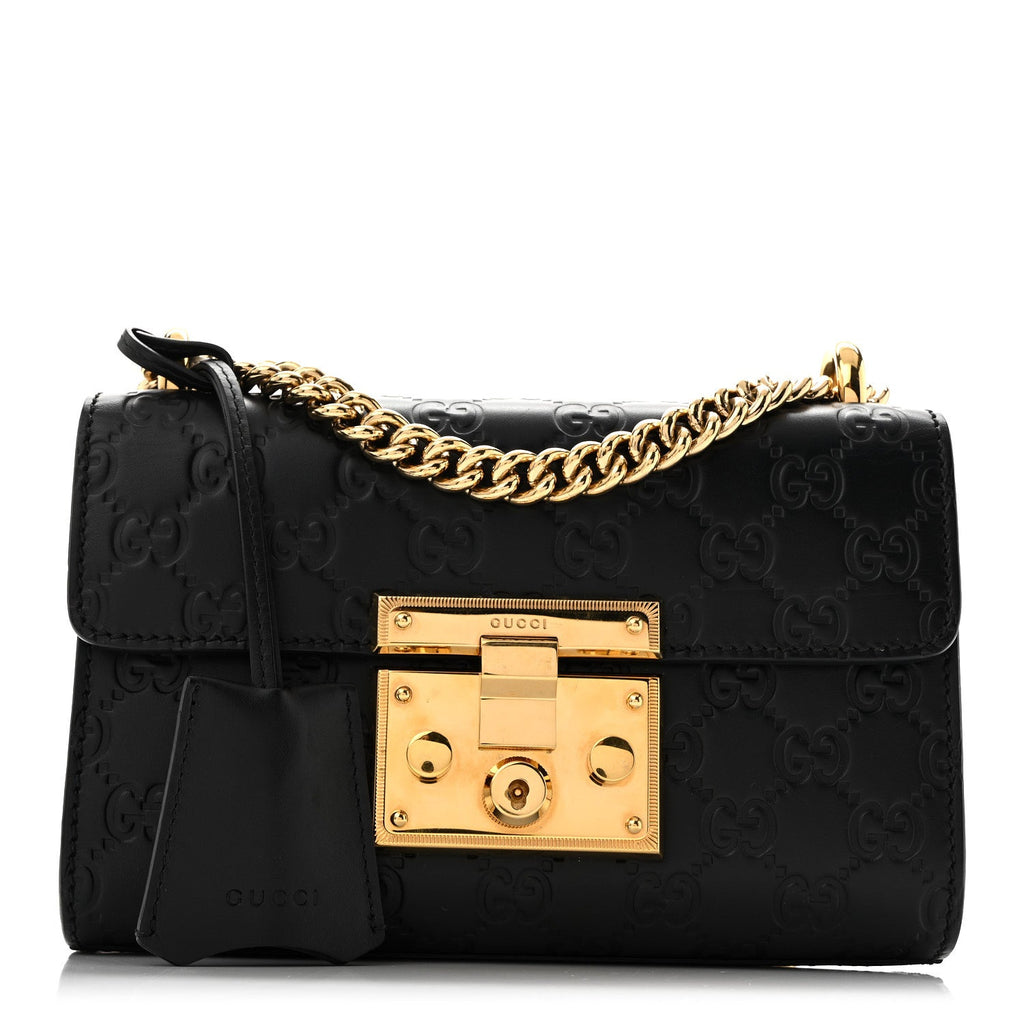 Guccissima Small Padlock Shoulder Bag Black