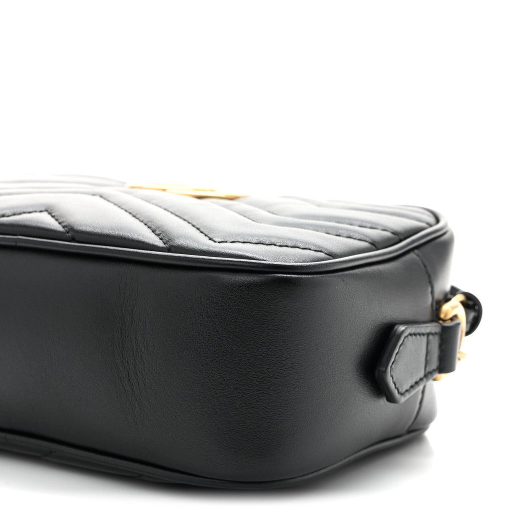 Calfskin Matelasse Mini GG Marmont Chain Shoulder Bag Black