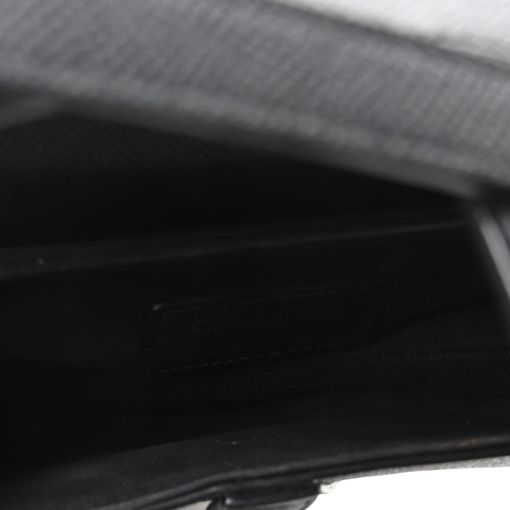 Grained Calfskin Mini Saddle Bag With Strap Black
