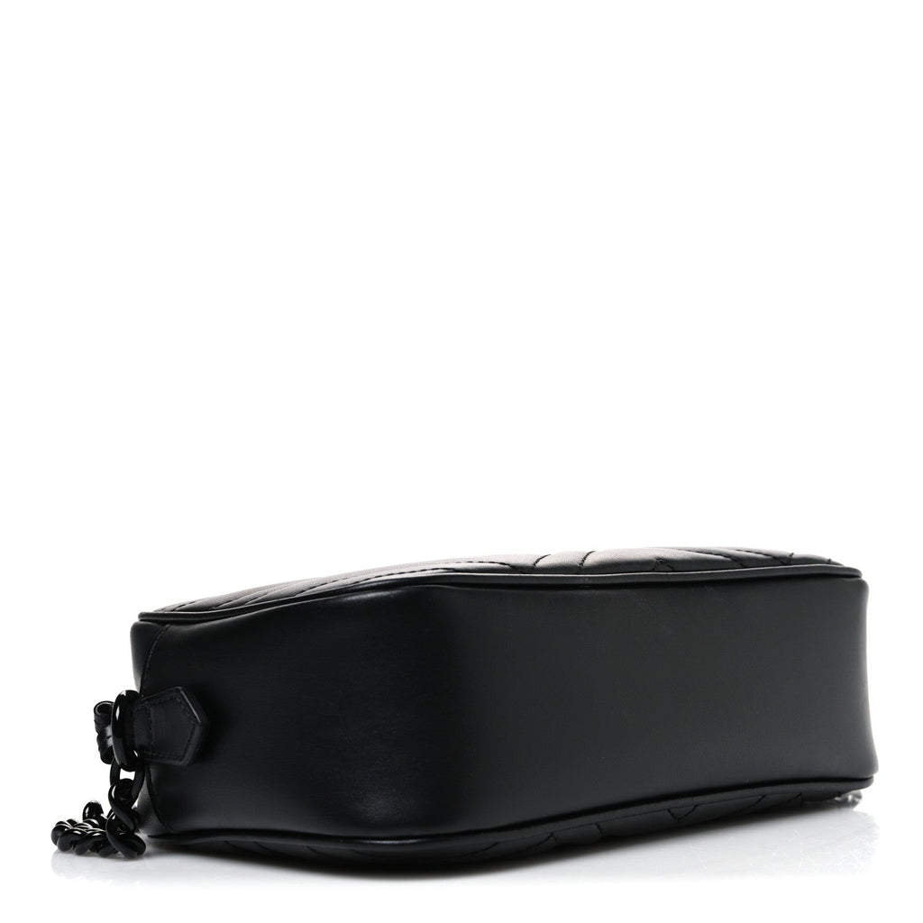 Calfskin Matelasse Monochrome Small GG Marmont Chain Shoulder Bag Black