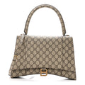 X GUCCI GG Supreme Monogram Medium Hourglass Top Handle Bag Beige Ebony