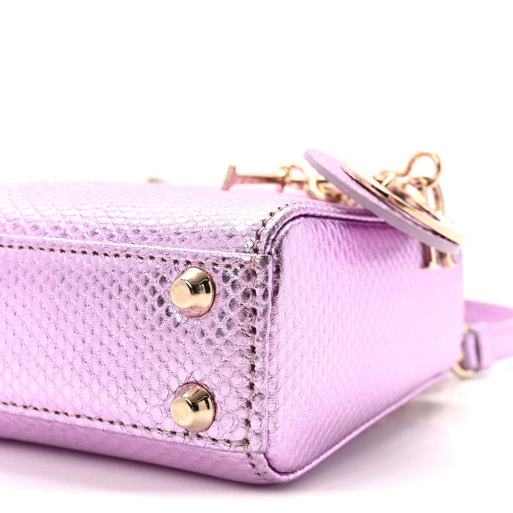 Metallic Karung Micro Lady Dior Light Purple