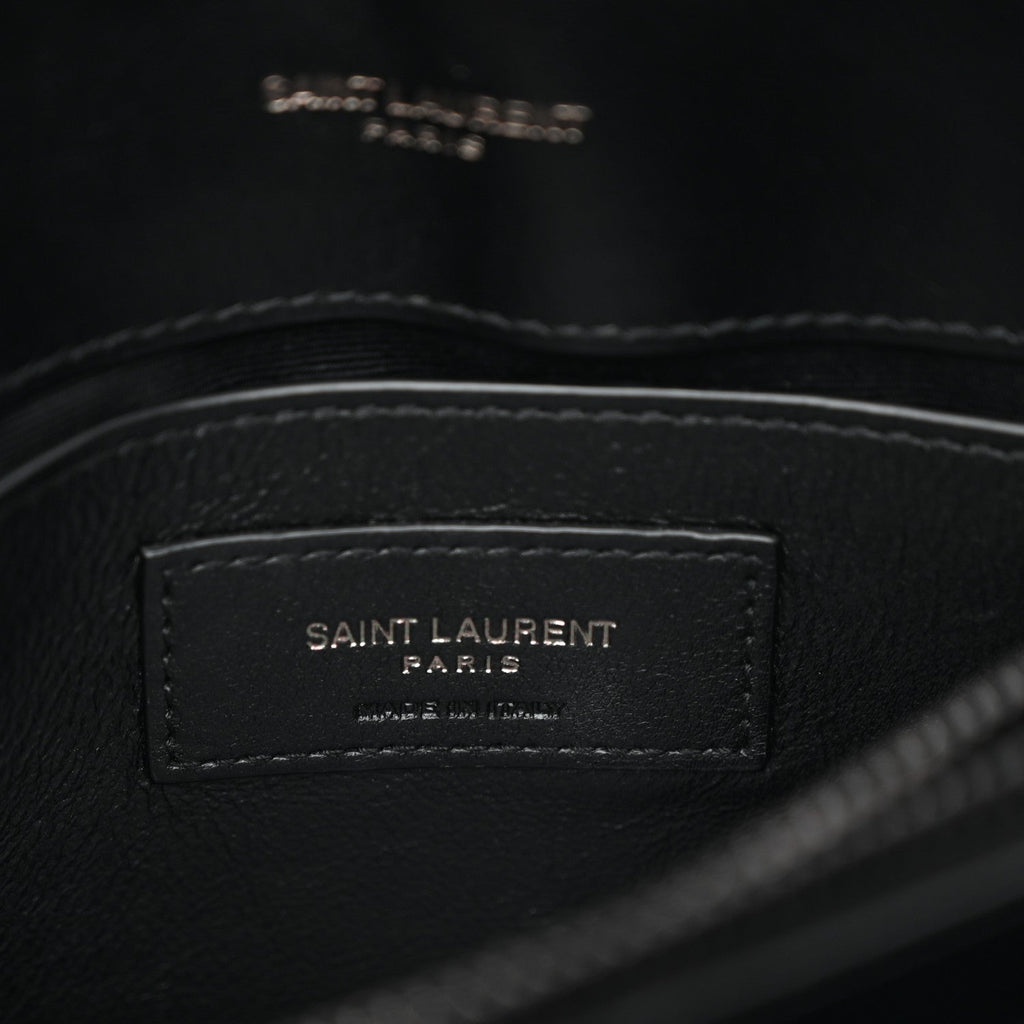 Calfskin Y Quilted Monogram Monochrome Small Loulou Chain Satchel Black