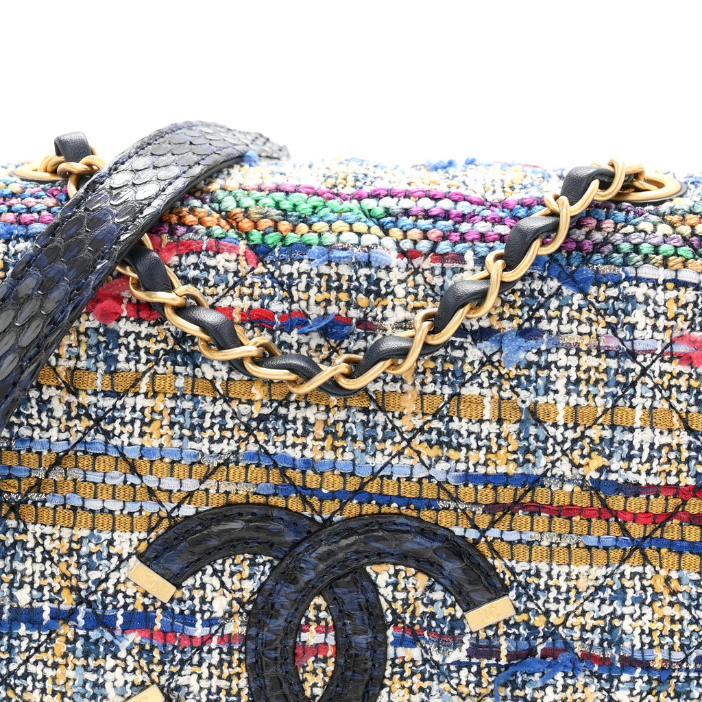 Tweed Snakeskin Quilted Medium CC Filigree Flap Multicolor