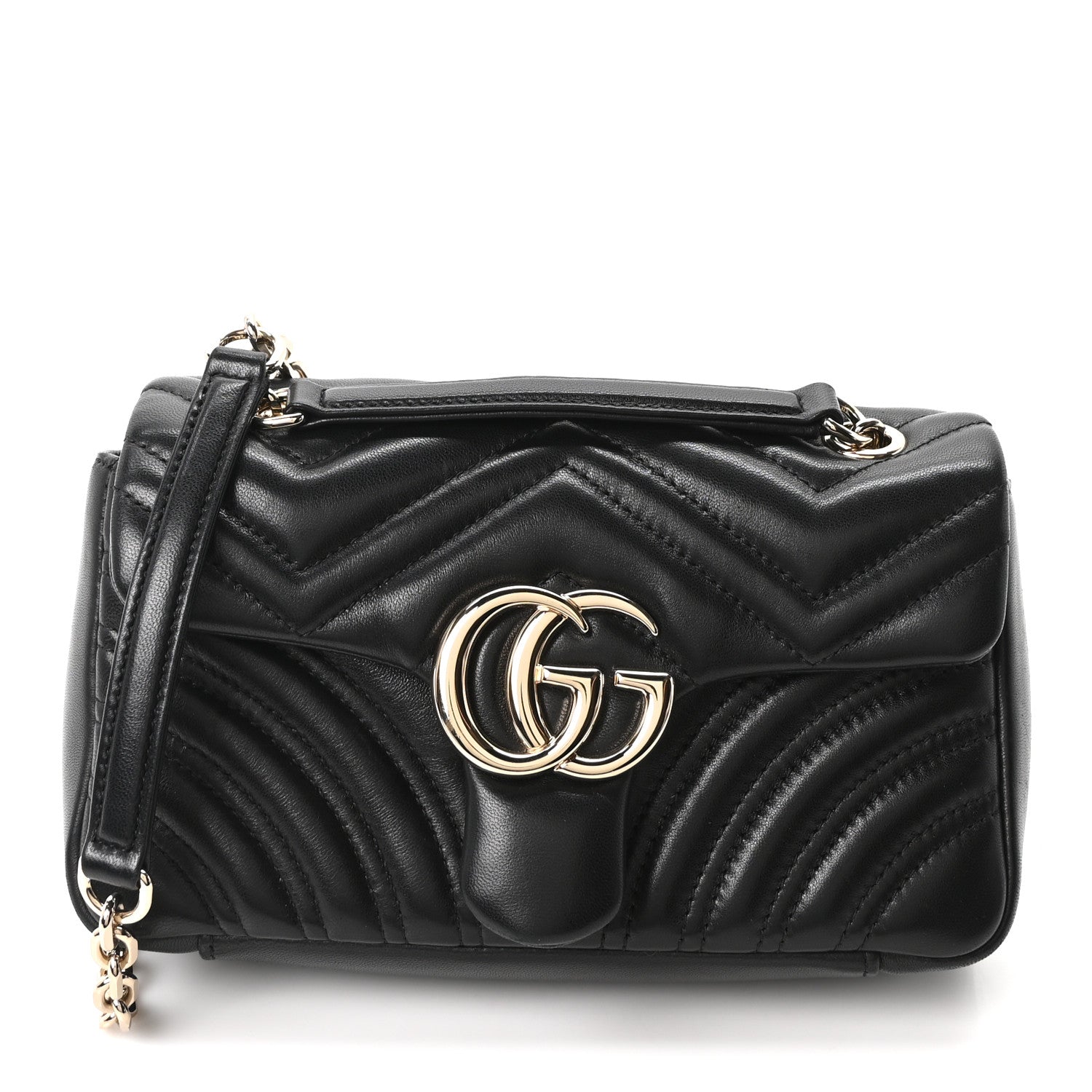 Lambskin Matelasse Small GG Marmont Shoulder Bag Black