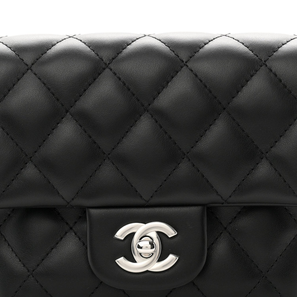 Calfskin Quilted CC Uniform Flap Belt Bag Black