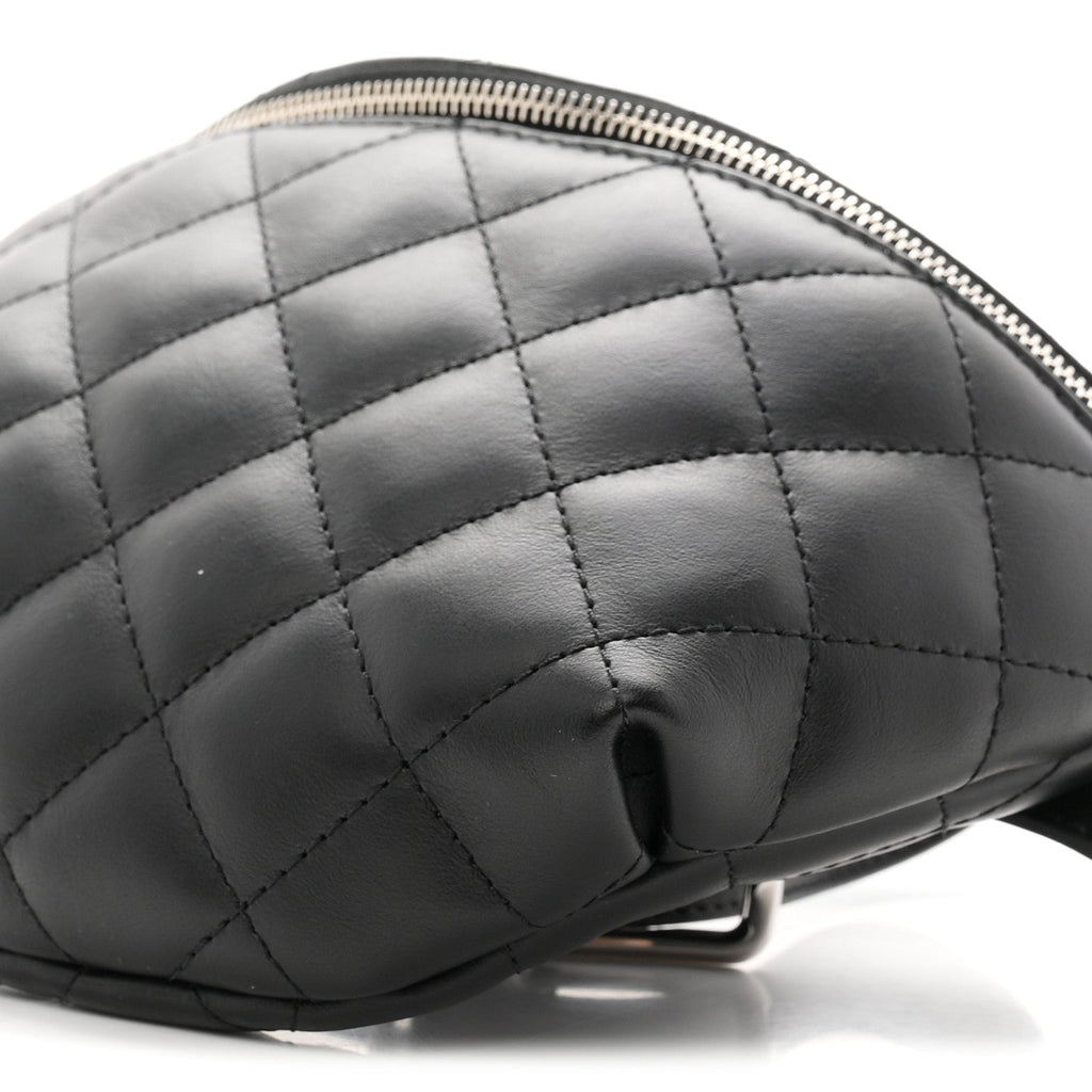 Calfskin Quilted Uniform Waist Belt Bag Black
